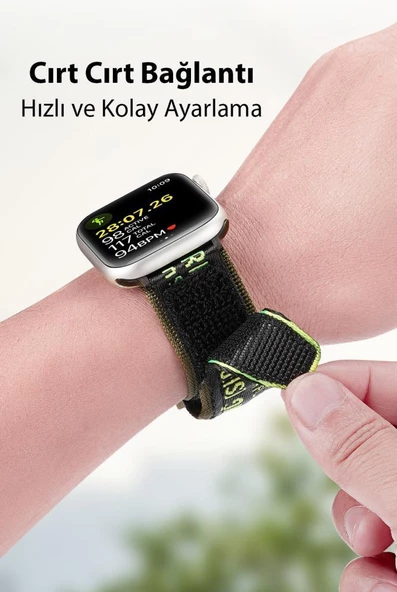 Polham Climberloop Apple Watch 42-44-45MM Ultra Rahat ve Hafif Kordon Kayış, Cırt Cırtlı Bağlantılı - 4