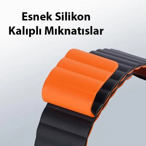 Polham Zincir Style Apple Watch 42-44-45MM için Mıknatıslı Kordon Kayış, Ultra Rahat Yıkanabilir - 5