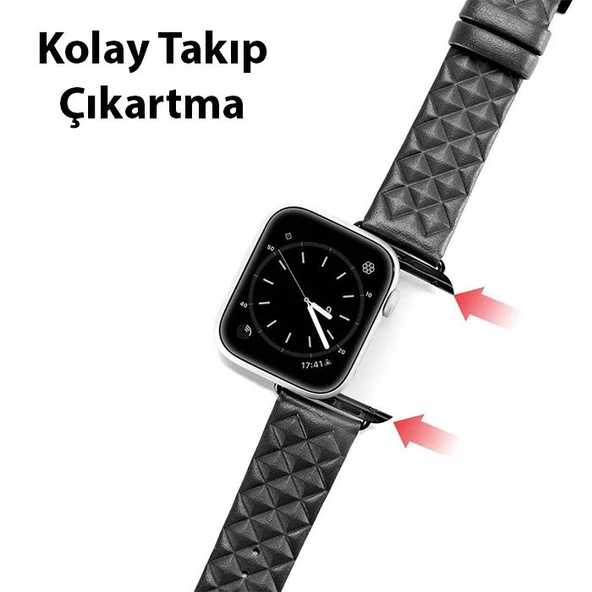 Polham Businessloop Gerçek Deri Apple Watch 42-44-45MM için Kordon Kayış, Tüm Ciltlere Uyumlu Kayış - 8