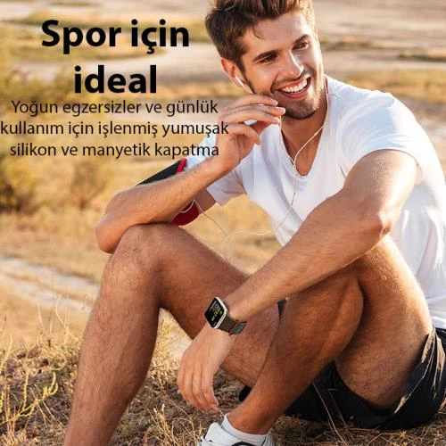 Polham Apple Watch 38-40-41MM İçin Manyetik Silikon Kordon Kayış, Apple Watch 2-3-4-5-6-7-8 ve SE - 8