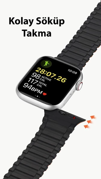 Polham Apple Watch 38-40-41MM İçin Manyetik Silikon Kordon Kayış, Apple Watch 2-3-4-5-6-7-8 ve SE - 10