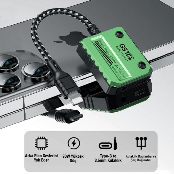 Polham 2in1 30W Mıknatıslı İpad, İphone Lightning Şarj ve 3.5MM Kulaklık Çevirici Çoğaltıcı Adaptör - 2
