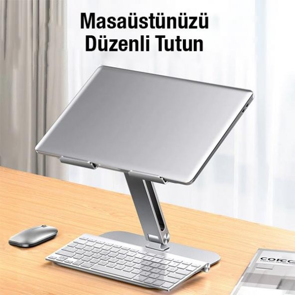 Polham 11-18 İnch Yükseklik Ayarlamalı, Katlanabilir Tablet ve Laptop Standı, Kaymaz, Titremez Stand - 4