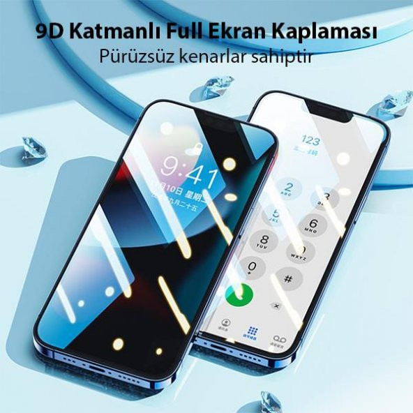 Polham 9D Ultra Sert ve Dayanıklı iPhone 14 Plus Ful Kaplama Kırılmaz Ekran Koruyucu, Glue-Tempered - 4