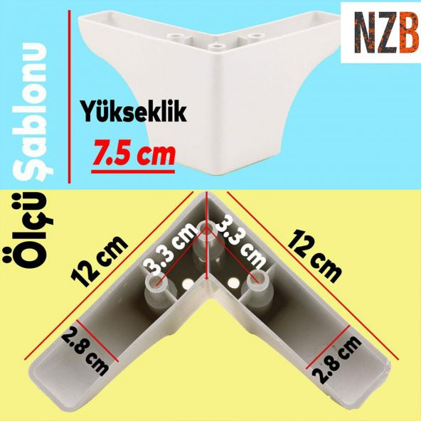 Lüks Mobilya Kanepe Sehpa TV Ünitesi Koltuk Ayağı 7.5 cm Beyaz Baza Ayak - Resim 5