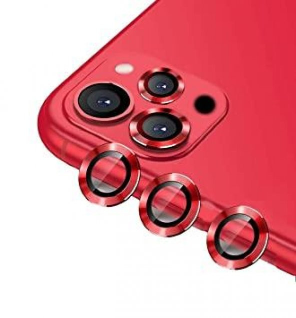 Binano Metal Ring Iphone12 Pro Lens Koruyucu Kırmızı