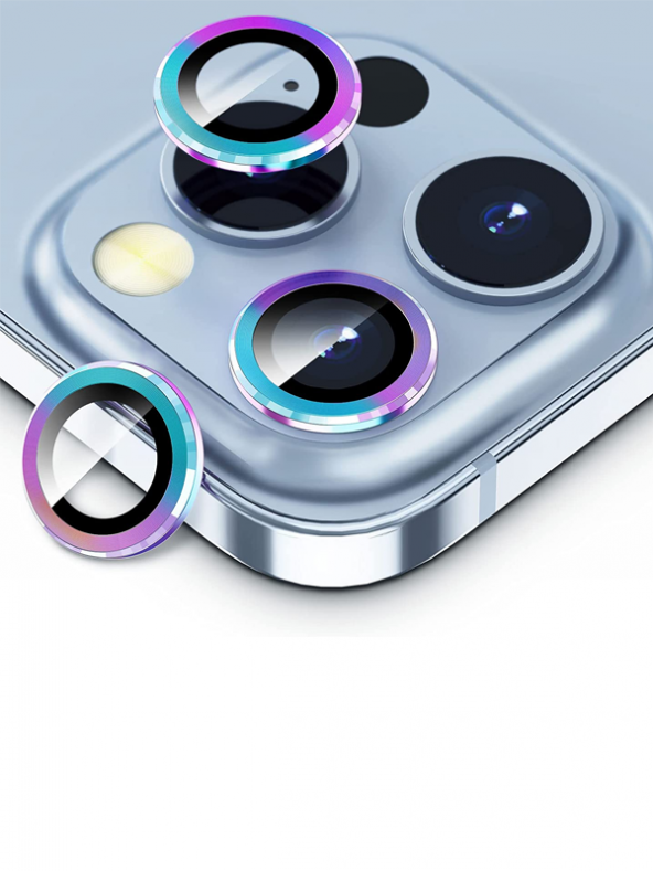 Binano MetalRing Iphone12 Pro Lens Koruyucu Gökkuşağı