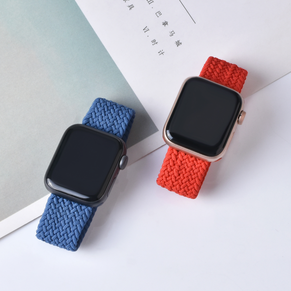 E2M Apple Watch 38-40mm KRD-15 Örgü Kırmızı L - Resim 3