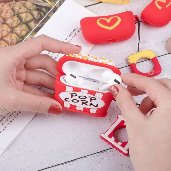 E2M AIRPODS PRO KILIF POPCORN KIRMIZI - Resim 3