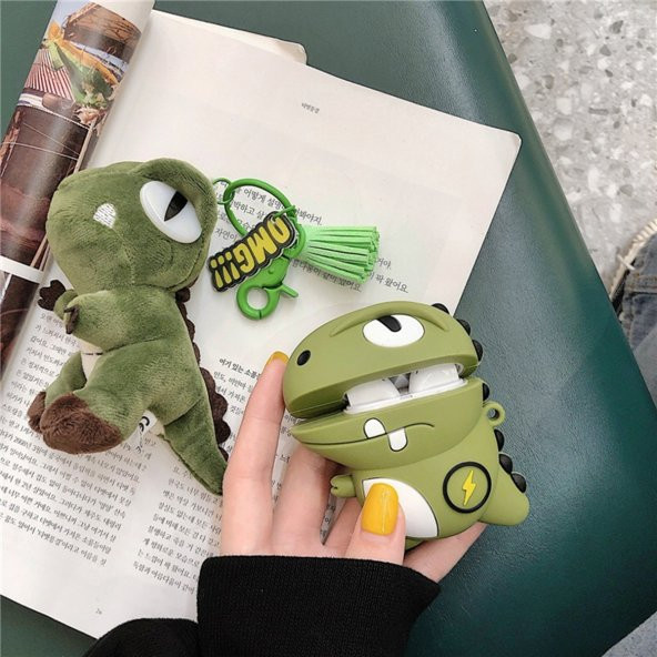 E2M AIRPODS 1-2 KILIF EJDERHA YEŞİL - Resim 3