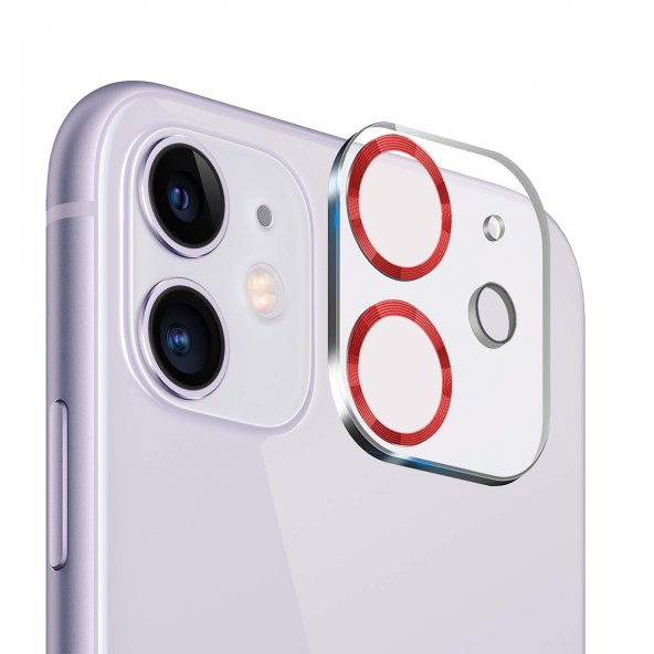 BİNANO IPHONE 11/12 MİNİ 3D PRO KIRMIZI CAMERA KOR - Resim 2