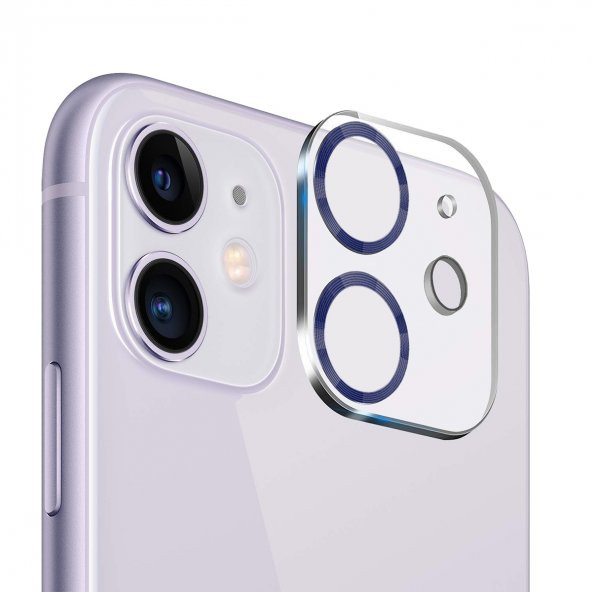 BİNANO IPHONE 11/12 MİNİ 3D PRO MAVİ CAMERA KORUYU - Resim 2