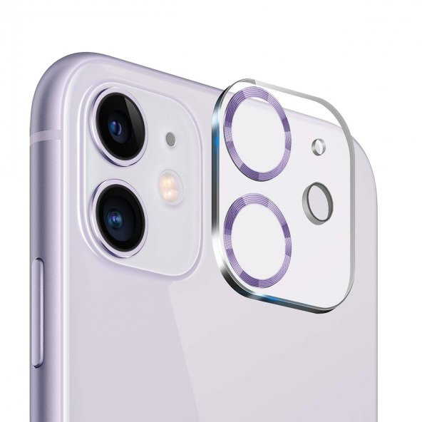 BİNANO IPHONE 11/12 MİNİ 3D PRO LİLA CAMERA KORUYU - Resim 2