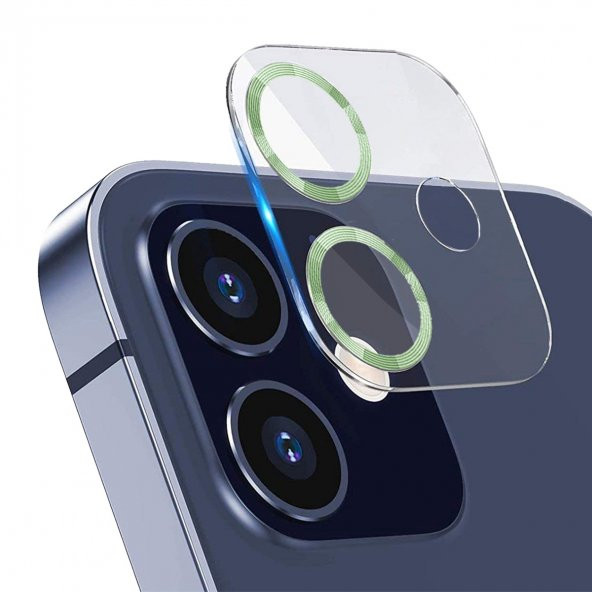 BİNANO IPHONE 12 3D PRO AÇIK YEŞİL CAMERA KORUYUCU - Resim 2