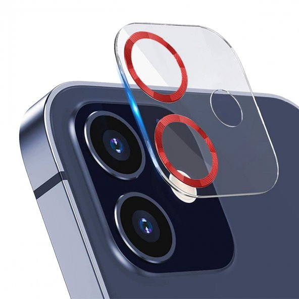 BİNANO IPHONE 12 3D PRO KIRMIZI CAMERA KORUYUCU - Resim 2