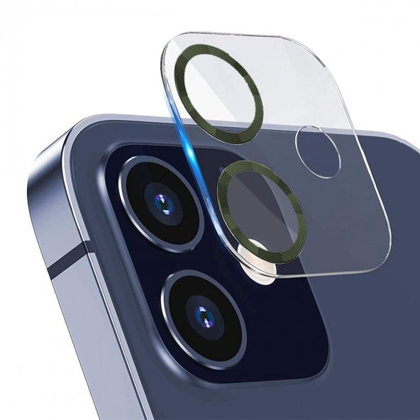 BİNANO IPHONE 12 3D PRO KOYU YEŞİL CAMERA KORUYUCU - Resim 2