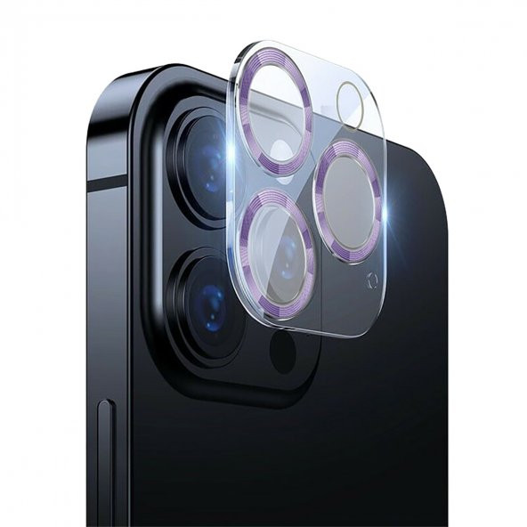BİNANO IPHONE 12 PRO 3D PRO LİLA CAMERA KORUYUCU - Resim 2