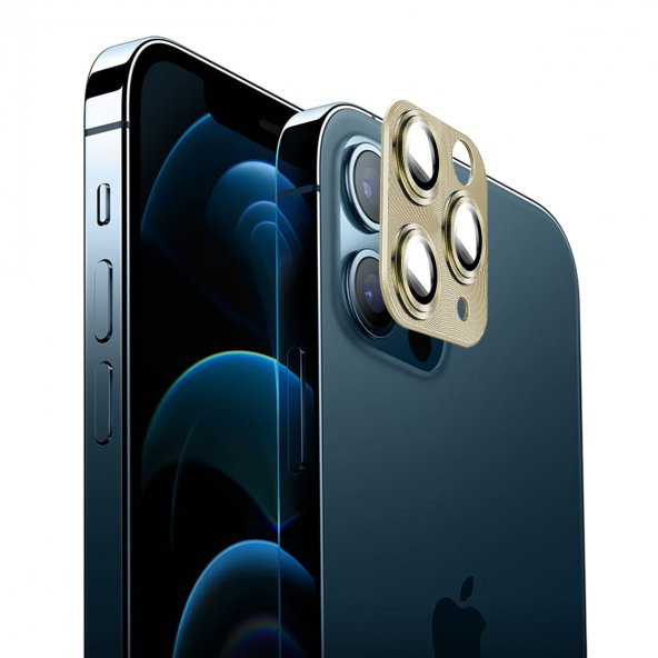 BİNANO IPHONE 12 PRO 360 METAL RETRO GOLD CAMERA KORUYUCU - 2