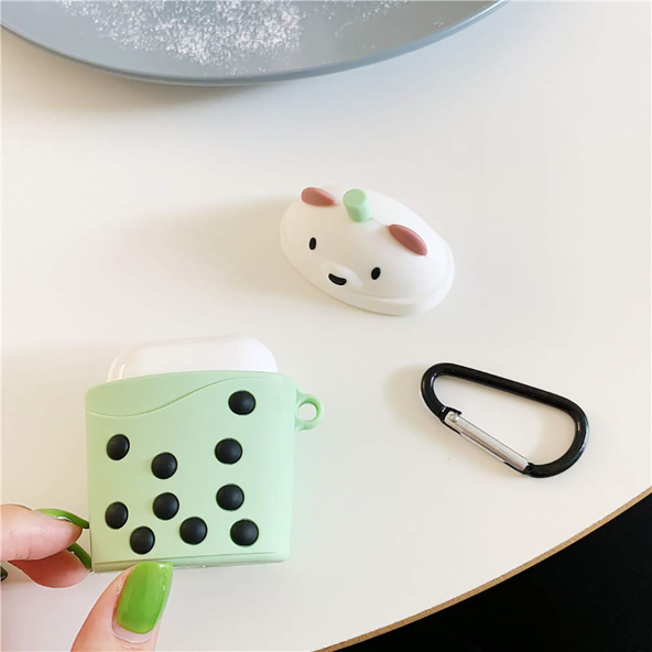 E2M AIRPODS 1-2 KILIF BEAR TEA YEŞiL - Resim 3