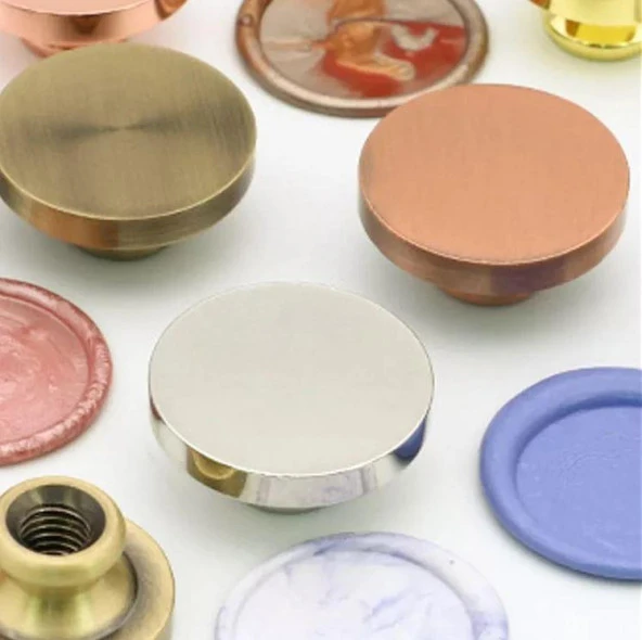 Boş Mum Mühür Pirinç Damga Başlığı Yuvarlak 25mm Bronz - Resim 7