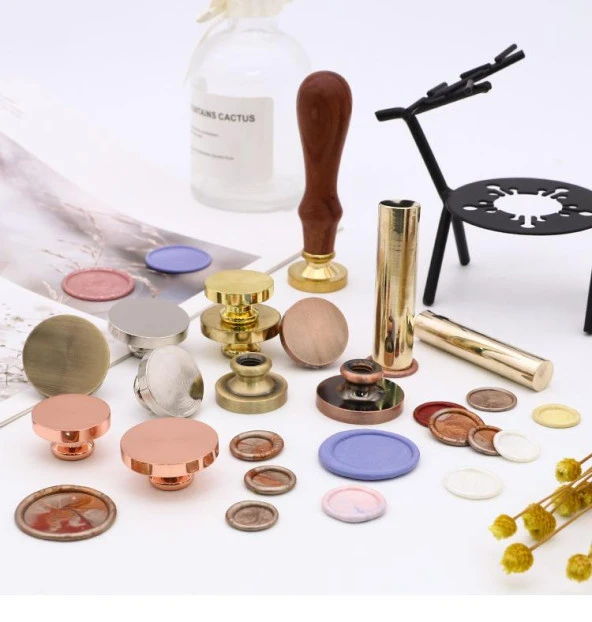 Boş Mum Mühür Pirinç Damga Başlığı Yuvarlak 25mm Bronz - Resim 8