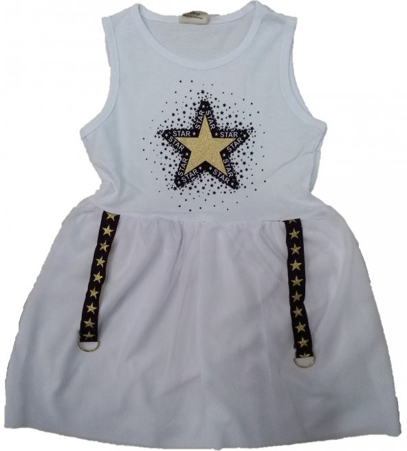 Kız Çocuk Yıldız Desenli Elbise 9 Ay