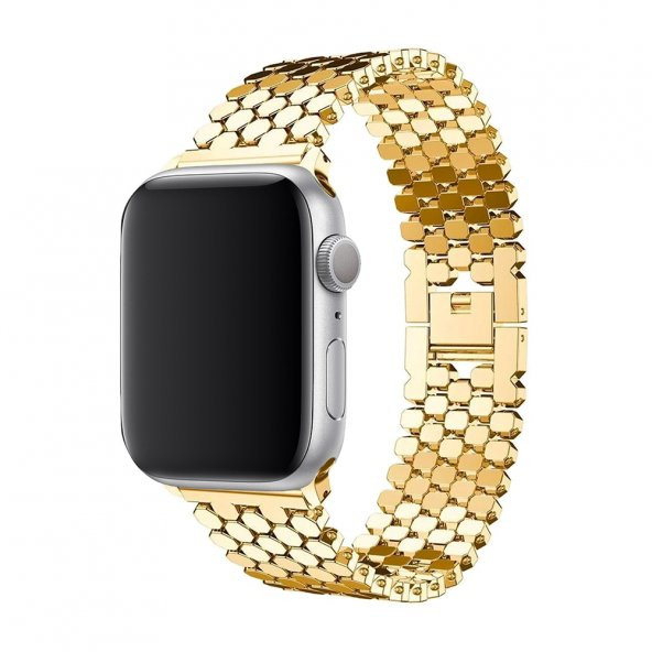 E2M Apple Watch 42-44mm KRD-16 Metal Gold Kordon - Resim 2