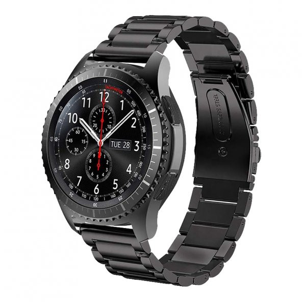 E2M Huawei Watch 20mm KRD-05 Klasik Metal Siyah Kordon