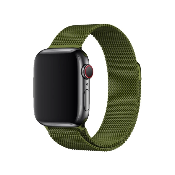 E2M Apple Watch 38-40-41mm KRD-01 Metal Hasır Yeşil Kordon