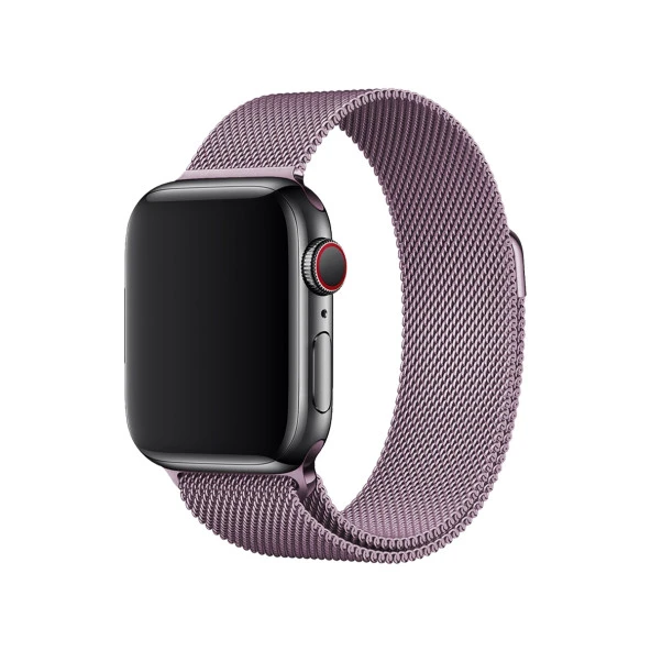 E2M Apple Watch 42-44-45-49mm KRD-01 Metal Hasır Lila Kordon