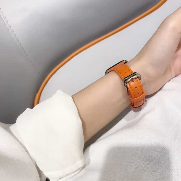 E2M Apple Watch 42-44mm KRD-13 Deri Kırmızı Kordon - 4