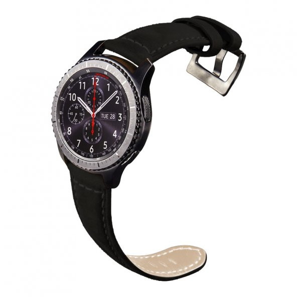 E2M Samsung Watch 22mm KRD-21 Süet Siyah Kordon - Resim 2