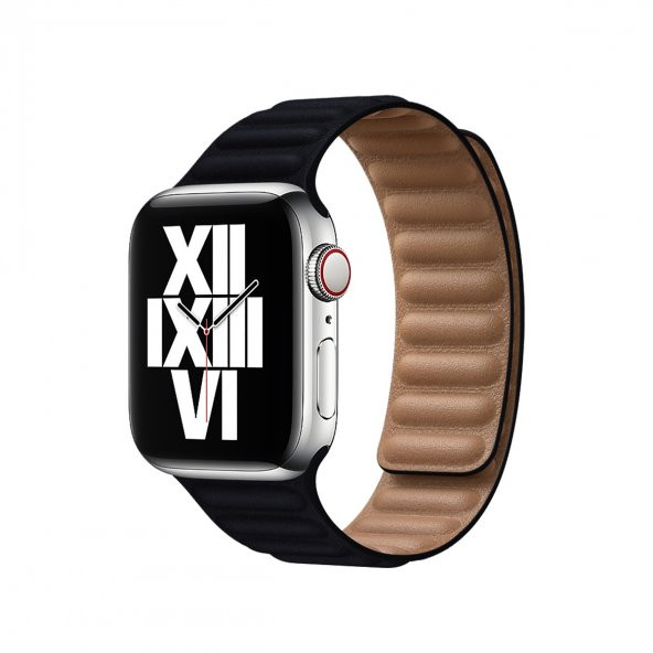 E2M Apple Watch 38-40mm KRD-14 Deri Lacivert Kordo - Resim 2