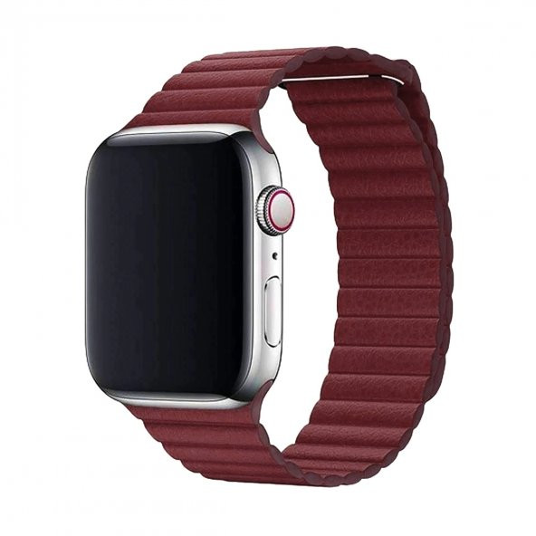 E2M APPLE WATCH 42-44MM KRD-06 DERI BÜKME BORDO KORDON BORDO