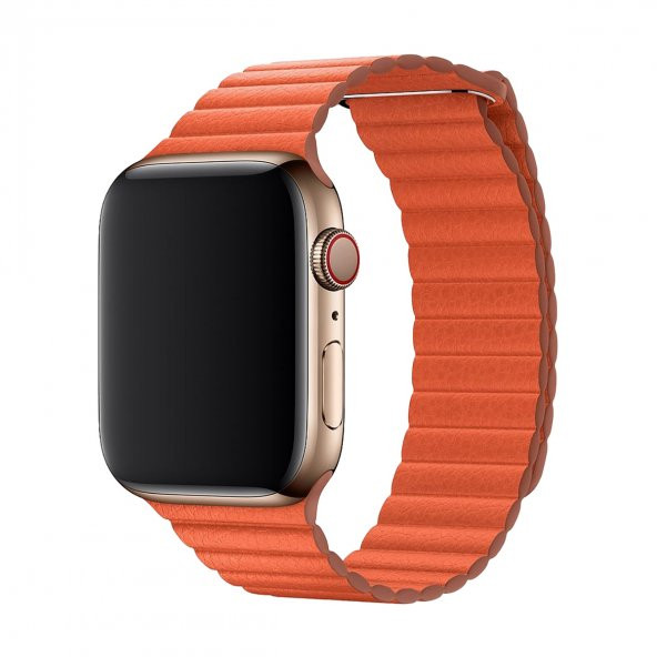 E2M APPLE WATCH 38-40MM KRD-06 DERI BÜKME TURUNCU KORDON