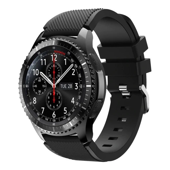 E2M SAMSUNG WATCH 22MM KRD-12 FRONTIER SİLİKON SİYAH KORDON