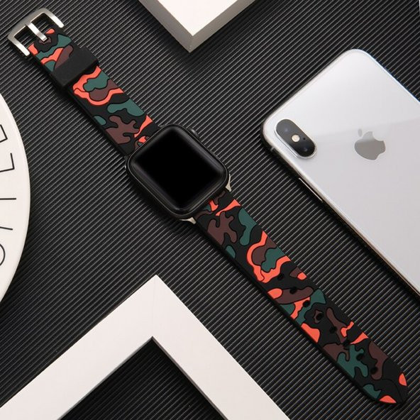 E2M Apple Watch 38-40mm KRD-24 Kamuflaj Mavi Kordo