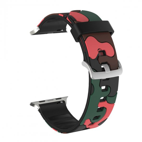 E2M Apple Watch 38-40mm KRD-24 Kamuflaj Kırmızı Ko - Resim 2