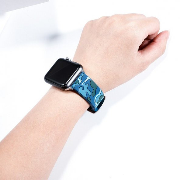 E2M Apple Watch 38-40mm KRD-24 Kamuflaj Yeşil Kord - Resim 3