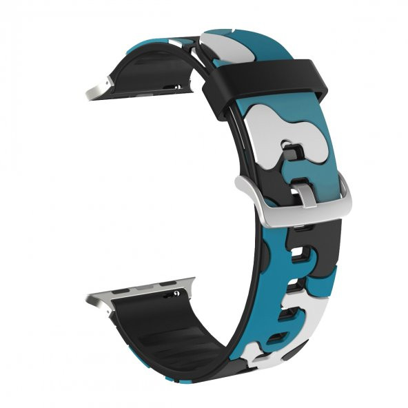 E2M Apple Watch 42-44mm KRD-24 Kamuflaj Mavi Kordo - Resim 2