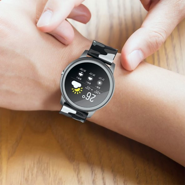 E2M Samsung Watch 22mm KRD-24 Kamuflaj Yeşil Kordo