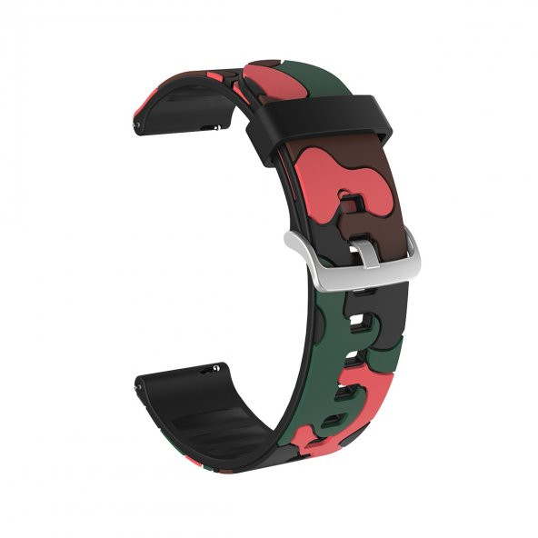 E2M Samsung Watch 22mm KRD-24 Kamuflaj Kırmızı Kordon ürün görseli