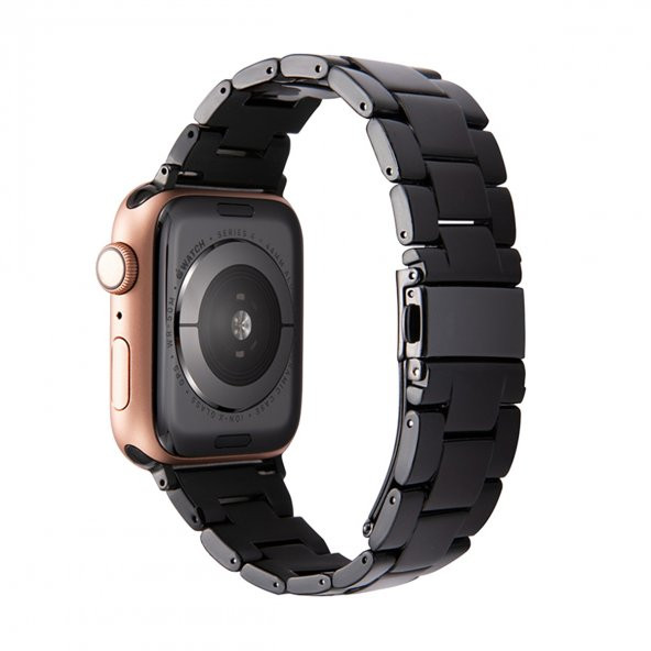 E2M Apple Watch 42-44mm KRD-25 Resin Siyah Kordon - Resim 2