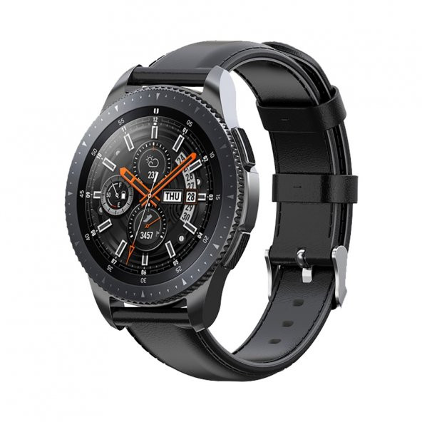 E2M SAMSUNG WATCH 46MM (22MM) KRD-10 DERİ SİYAH KORDON