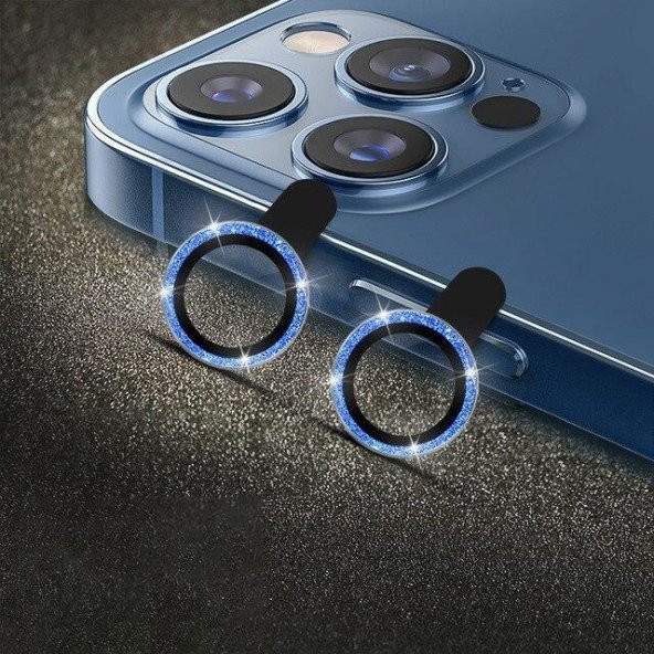 BİNANO IPHONE 11/12 MİNİ DIAMOND MAVİ CAMERA KORUYUCU ürün görseli