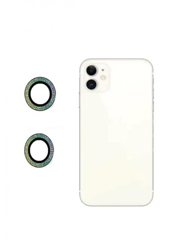 BİNANO IPHONE 11/12 MİNİ DIAMOND KARIŞIK YEŞİL CAMERA KORUYUCU