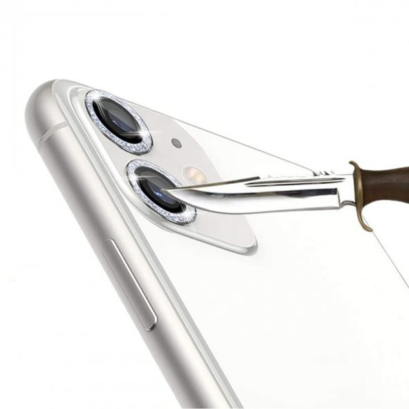 BİNANO IPHONE 11/12 MİNİ DIAMOND MAVİ CAMERA KORUYUCU - Resim 3