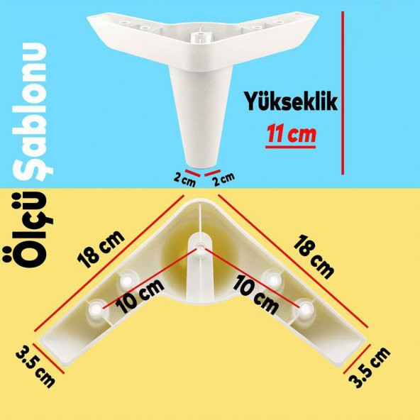 Lüks Mobilya Kanepe Sehpa TV Ünitesi Koltuk Ayağı 11 cm Beyaz Baza Ayak - 5