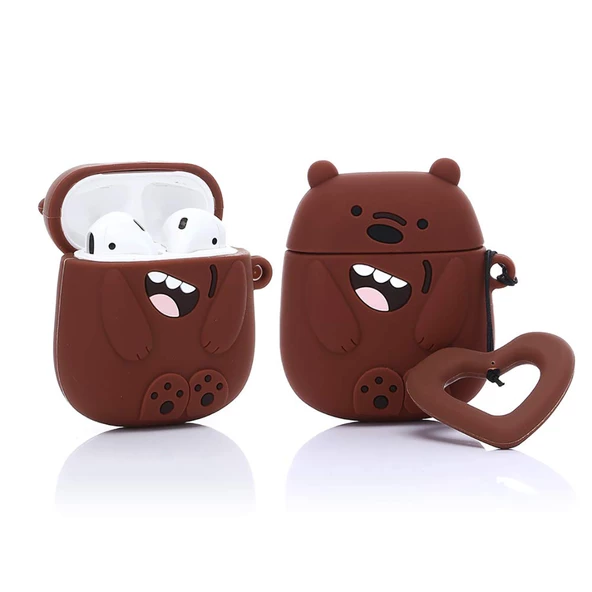 E2M AIRPODS 1-2 KILIF BARE BEAR KAHVERENGİ - Resim 2