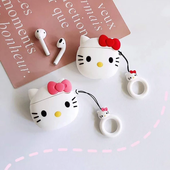 E2M AIRPODS 1-2 KILIF MİNİK KEDİ BEYAZ - Resim 3